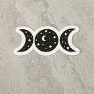 Black and White Celestial Moon Phases Waterproof Die Cut Sticker