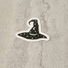 Black and White Celestial Witch Hat Waterproof Die Cut Sticker