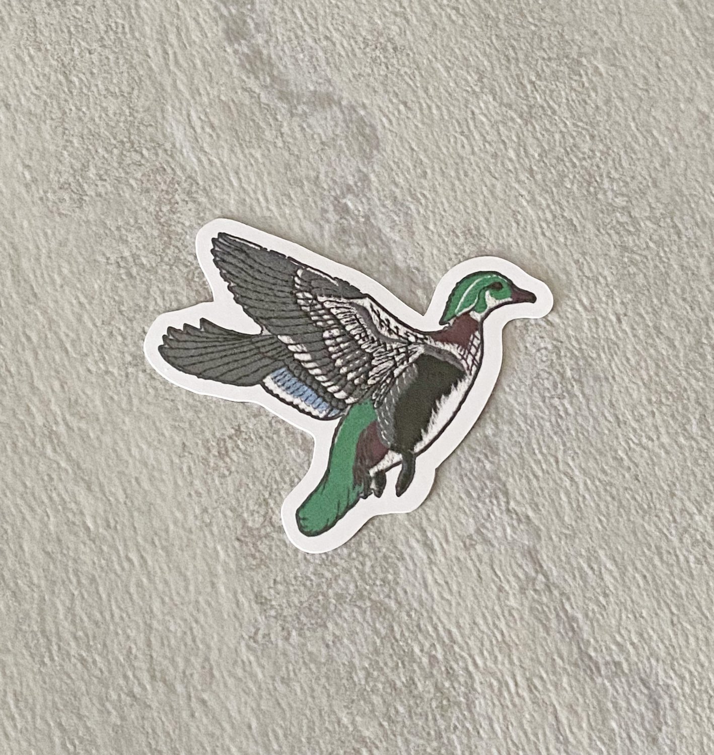 Wood Duck Faux Embroidery Waterproof Die Cut Sticker