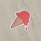 Ice Cream Cone Faux Embroidery Waterproof Die Cut Sticker