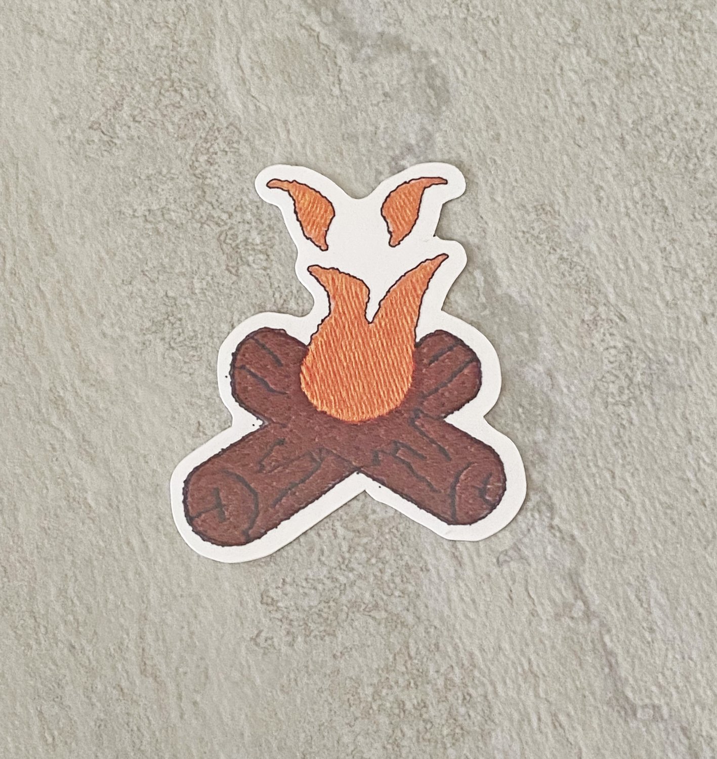 Campfire Faux Embroidery Waterproof Die Cut Sticker
