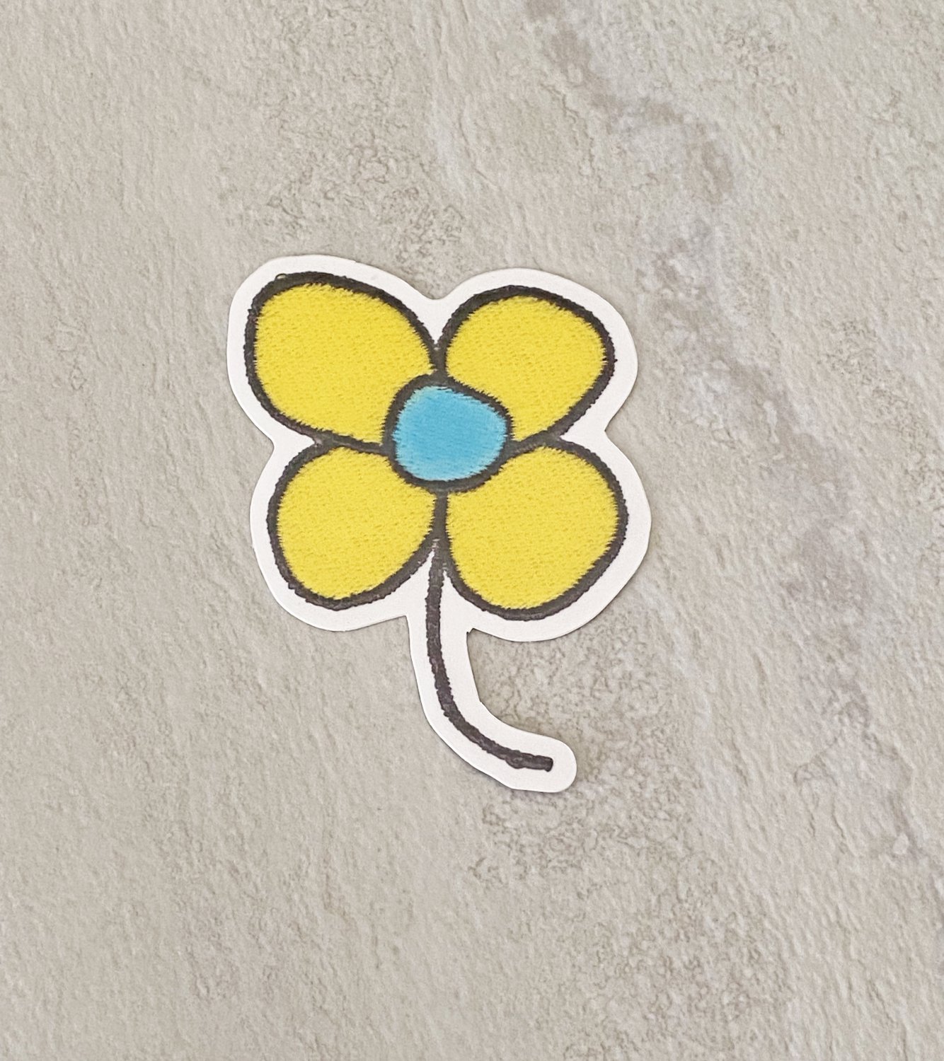 Yellow Wildflower Faux Embroidery Waterproof Die Cut Sticker