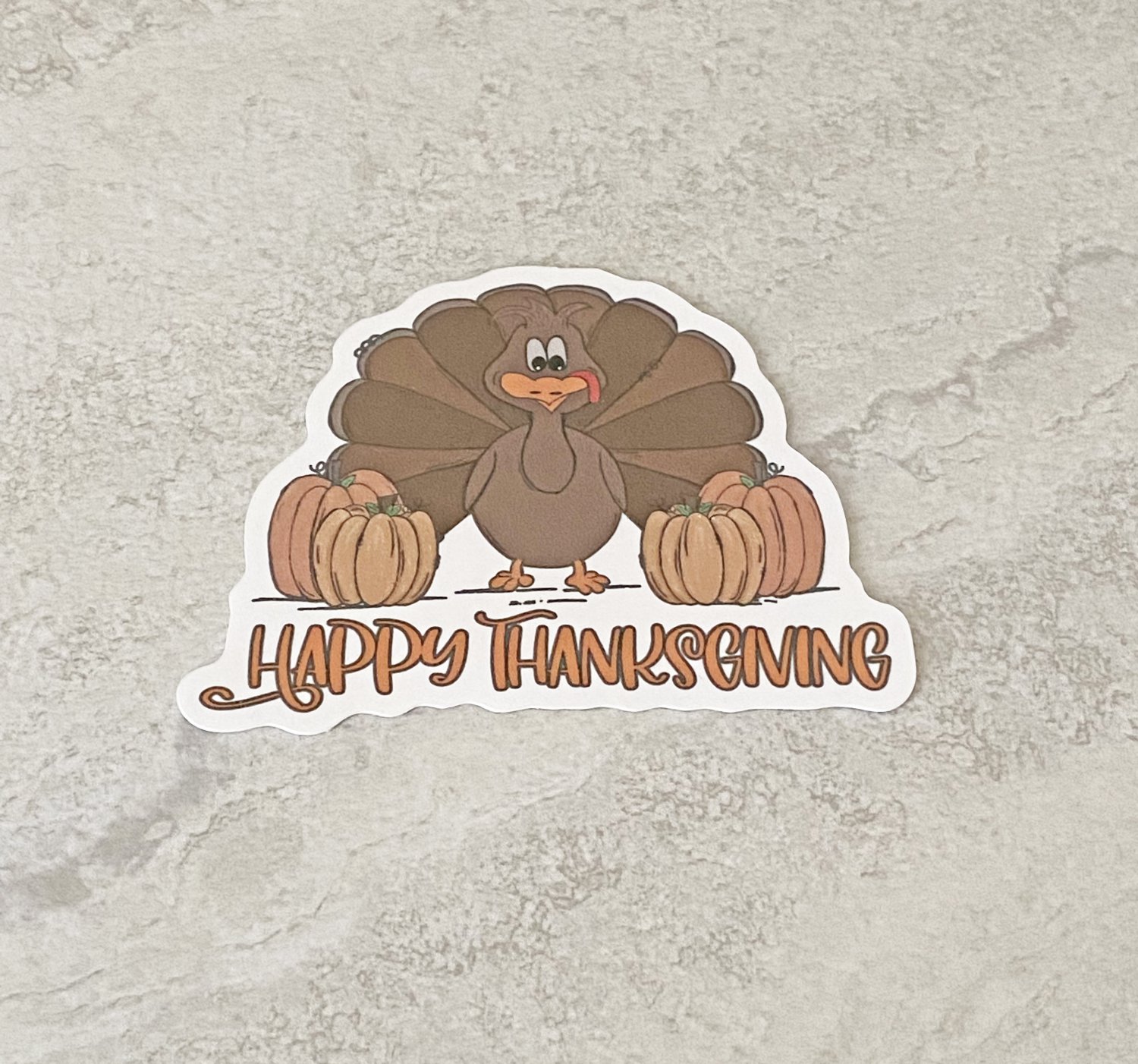 Happy Thanksgiving Turkey Waterproof Die Cut Sticker