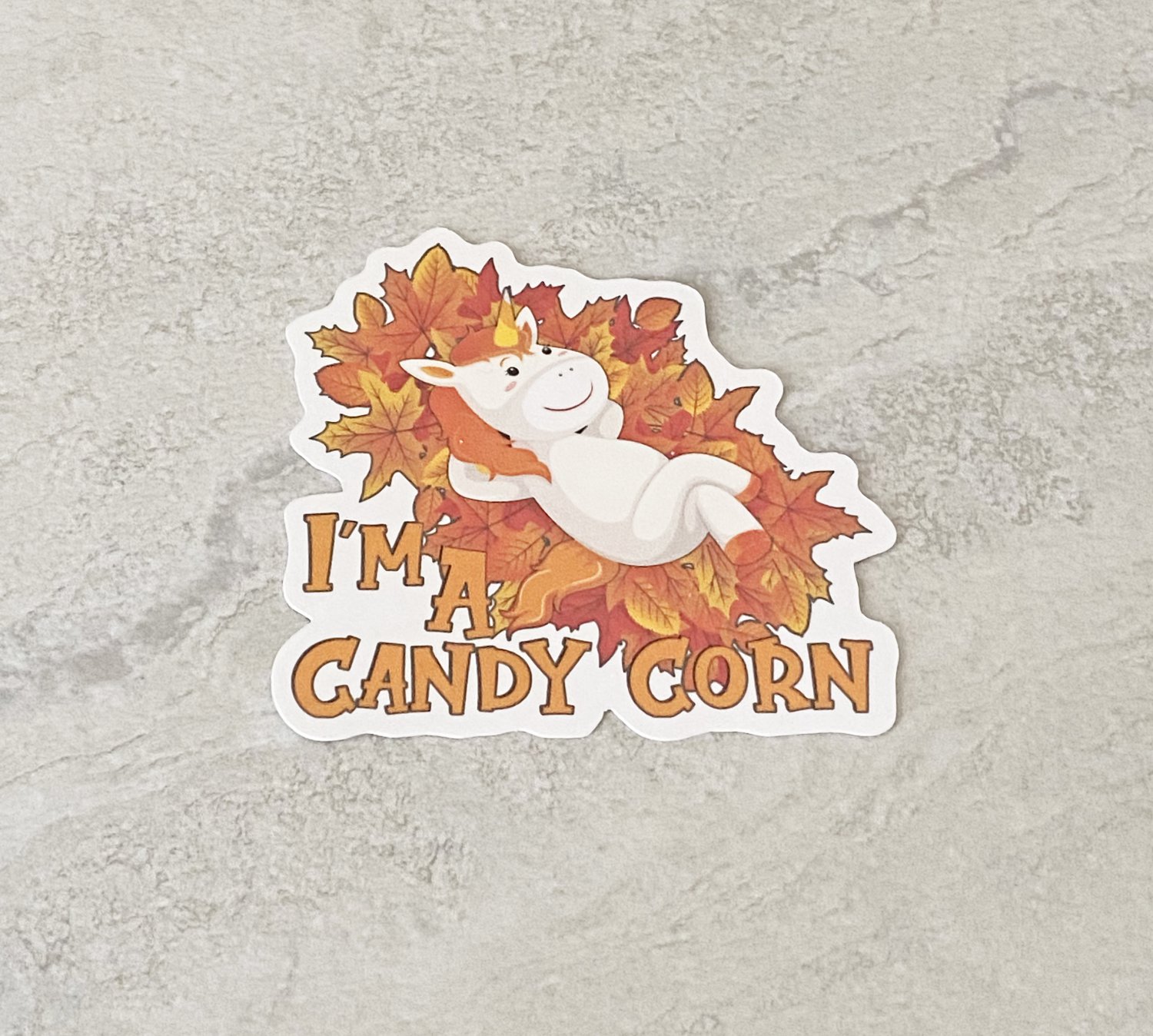 I'm A Candy Corn Fall Unicorn Waterproof Die Cut Sticker