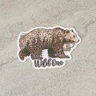 Wild One Forest Brown Bear Waterproof Die Cut Sticker