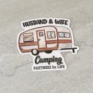 Husband and Wife Camping Partners for Life Waterproof Die Cut Sticker