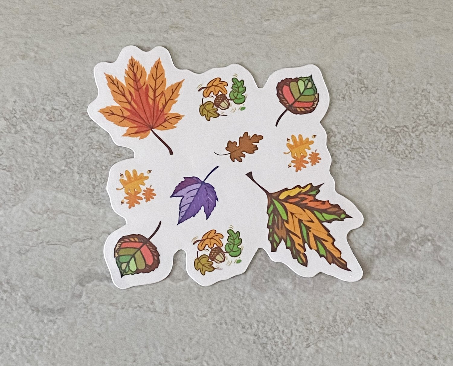 Autumn Leaves Collage Waterproof Die Cut Sticker