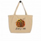 Fall Y'all Pumpkin with Sunflower Large organic tote bag