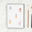 Cute Cartoon Ice Cream Characters Journal Scrapbook Kiss Cut Sticker Sheet