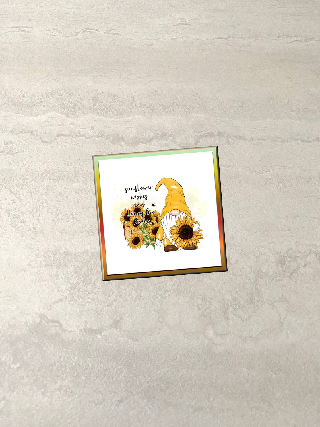 Sunflower Wishes and Honey Bee Kisses Gnome Fridge Magnet Handmade