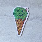 Green Slime Ghoul Ice Cream Monster Halloween Die Cut Holographic Magnet
