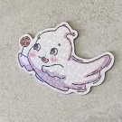 Cute Lollipop Candy Ghost Halloween Die Cut Holographic Magnet