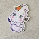 Cute Flower Girl Ghost Halloween Die Cut Holographic Magnet