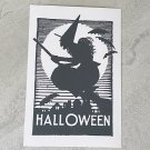 Black and White Crone Witch Halloween Postcard