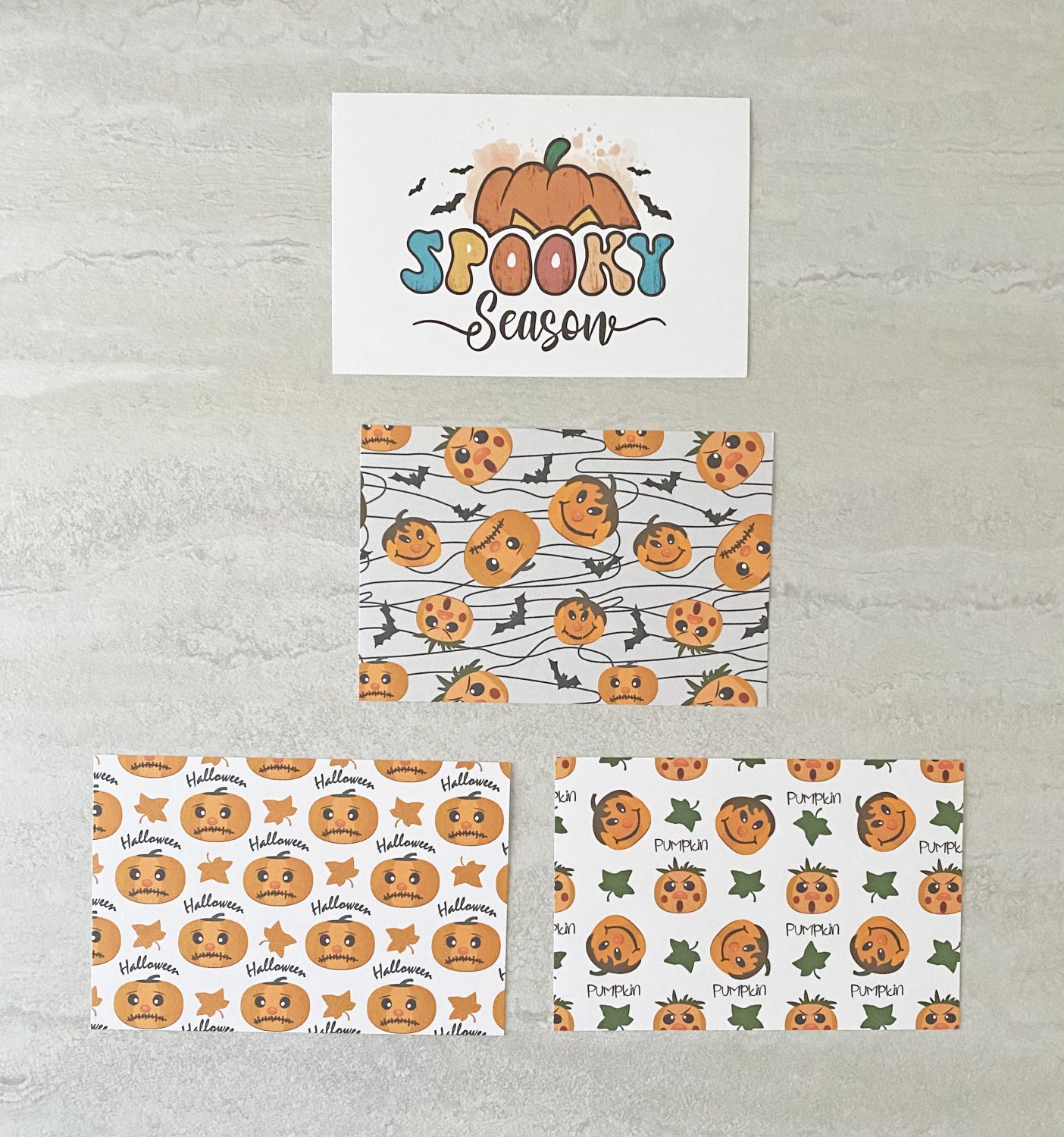 Spooky Season Halloween Pumpkins Stationery Postcards 4 Piece Set