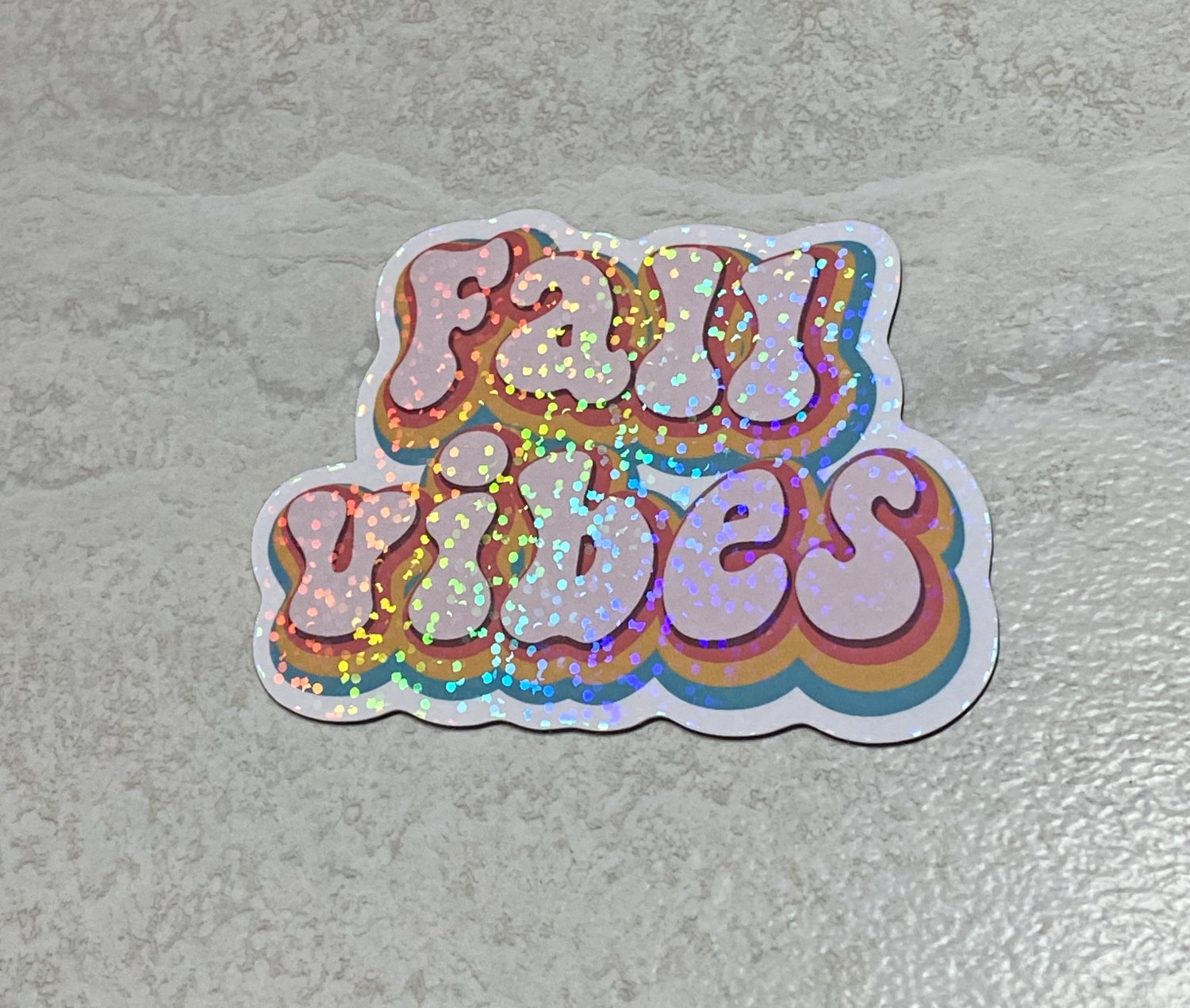 Fall Vibes Retro Die Cut Holographic Magnet