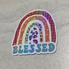 Boho Blessed Rainbow Die Cut Holographic Magnet