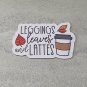 Leggings Leaves and Lattes Fall Die Cut Holographic Magnet