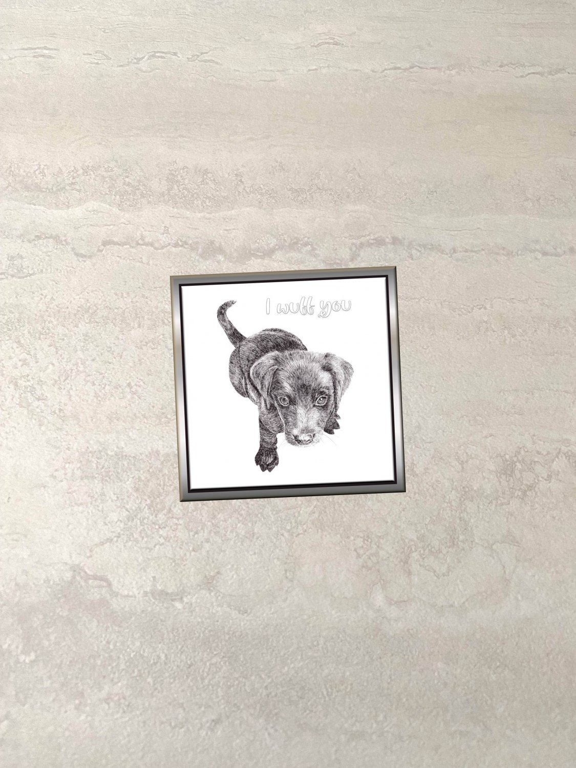 I Love "Wuff" You Black Labrador Puppy Dog Fridge Magnet Handmade