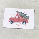 Red Christmas Tree Truck Stationery Postcards 5 Piece Set