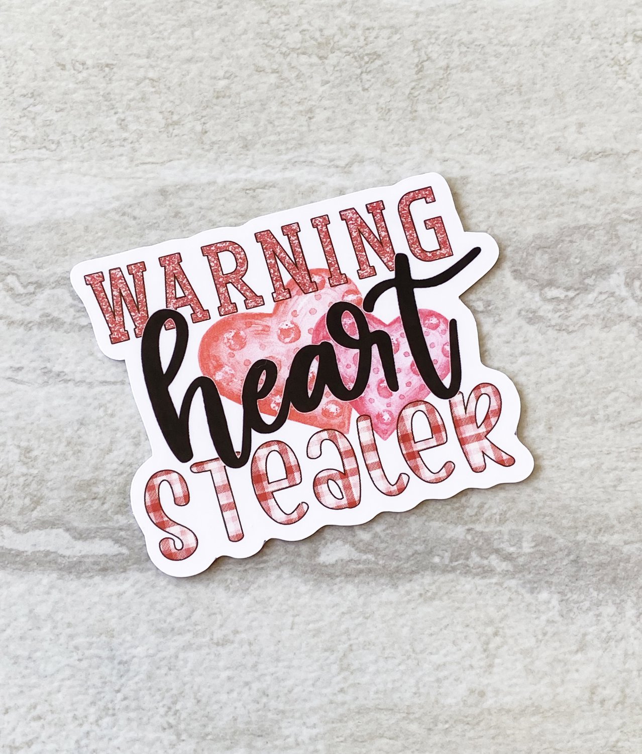 Warning Heart Stealer Valentine Waterproof Die Cut Sticker