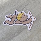 Valentine Cupid Faux Embroidery Waterproof Die Cut Sticker