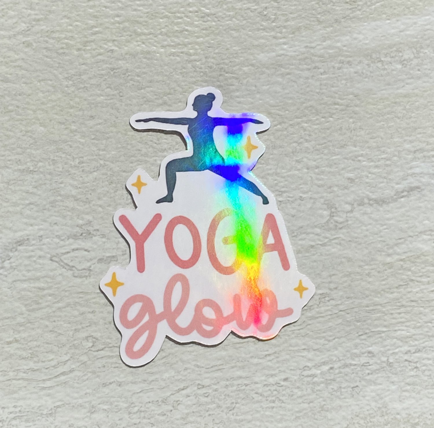 Yoga Glow Waterproof Die Cut Holographic Sticker