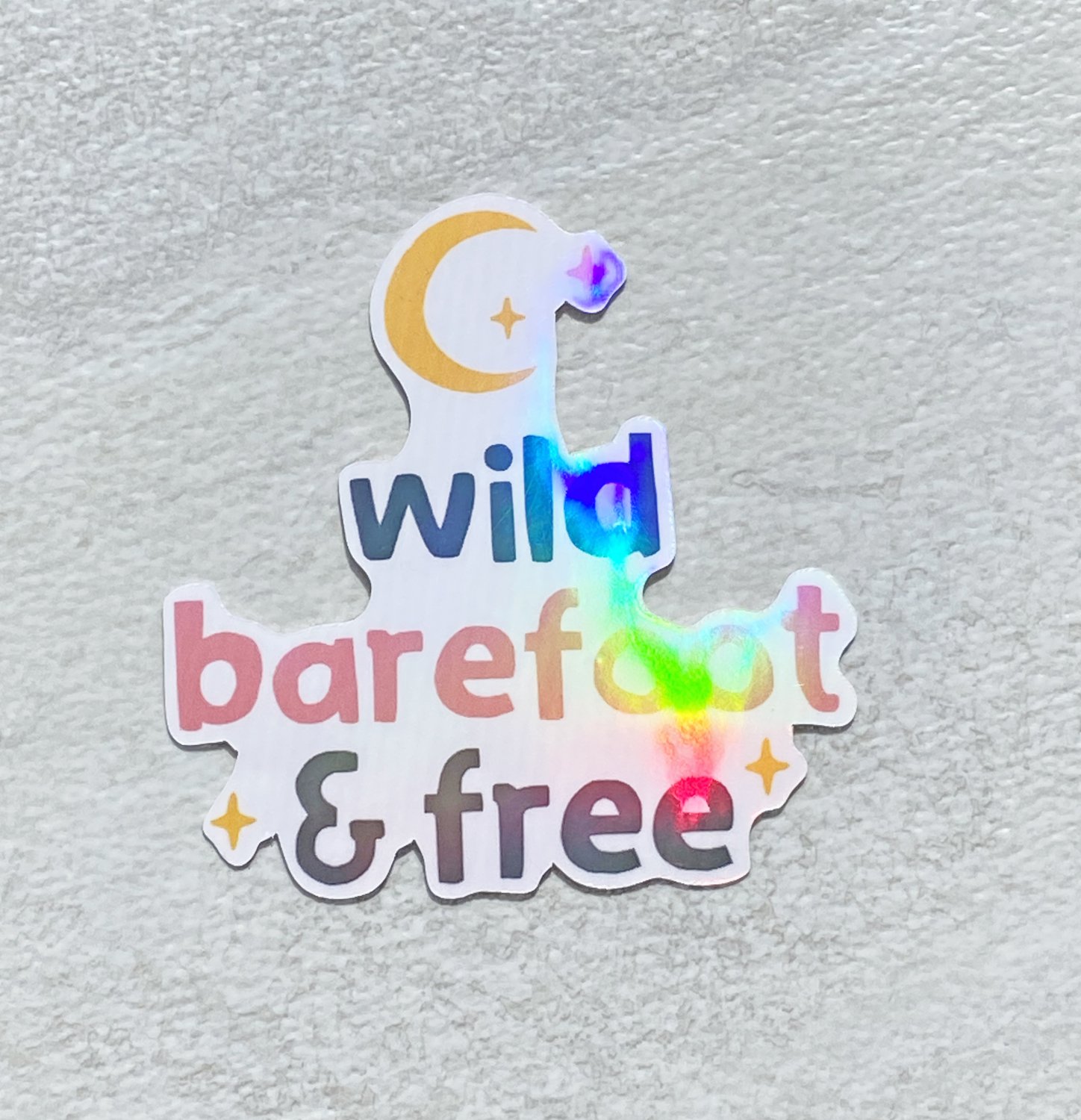 Wild Barefoot and Free Yoga Waterproof Die Cut Holographic Sticker