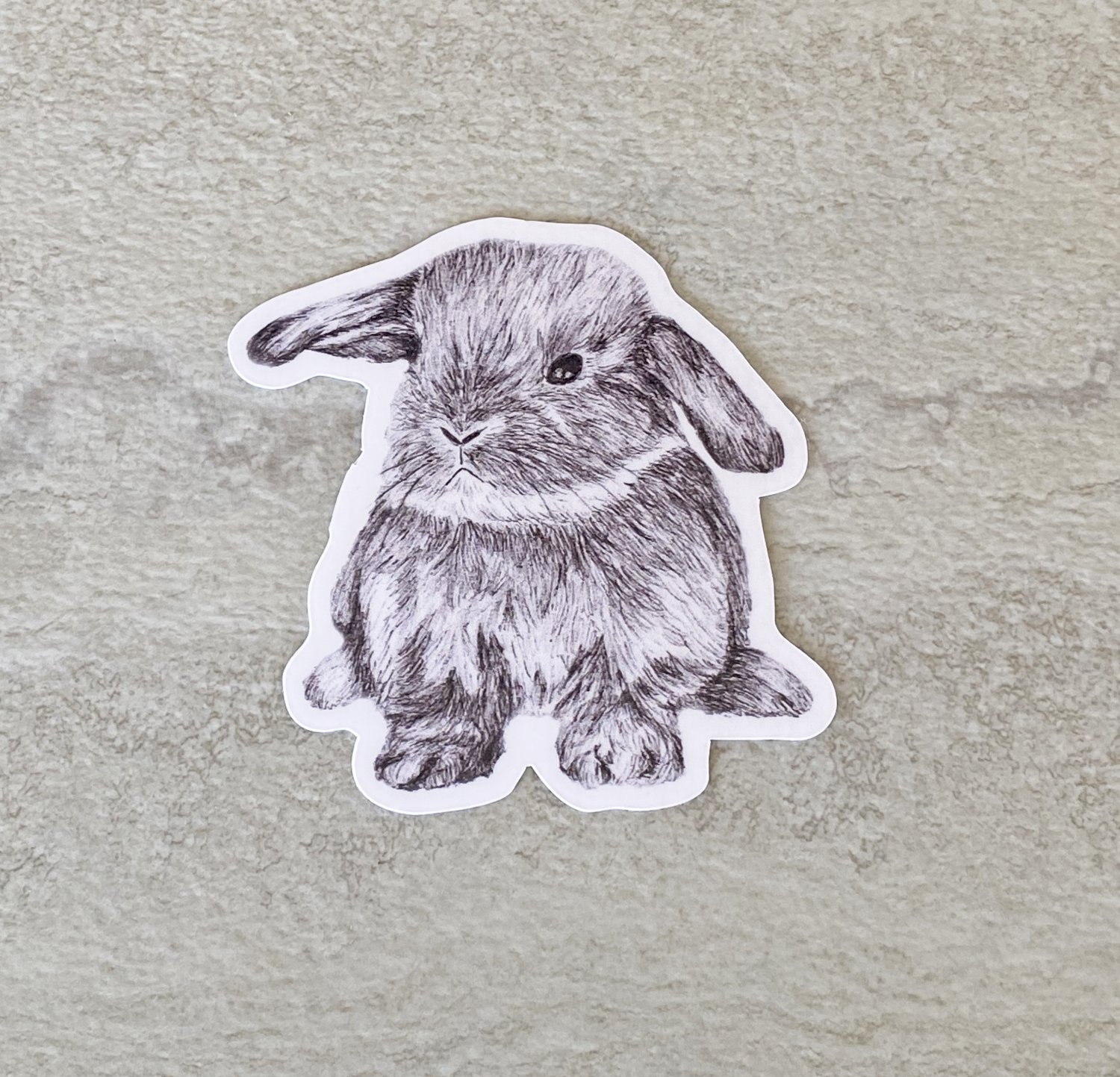 Bunny Rabbit Black and White Waterproof Die Cut Sticker