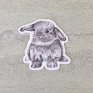 Bunny Rabbit Black and White Waterproof Die Cut Sticker