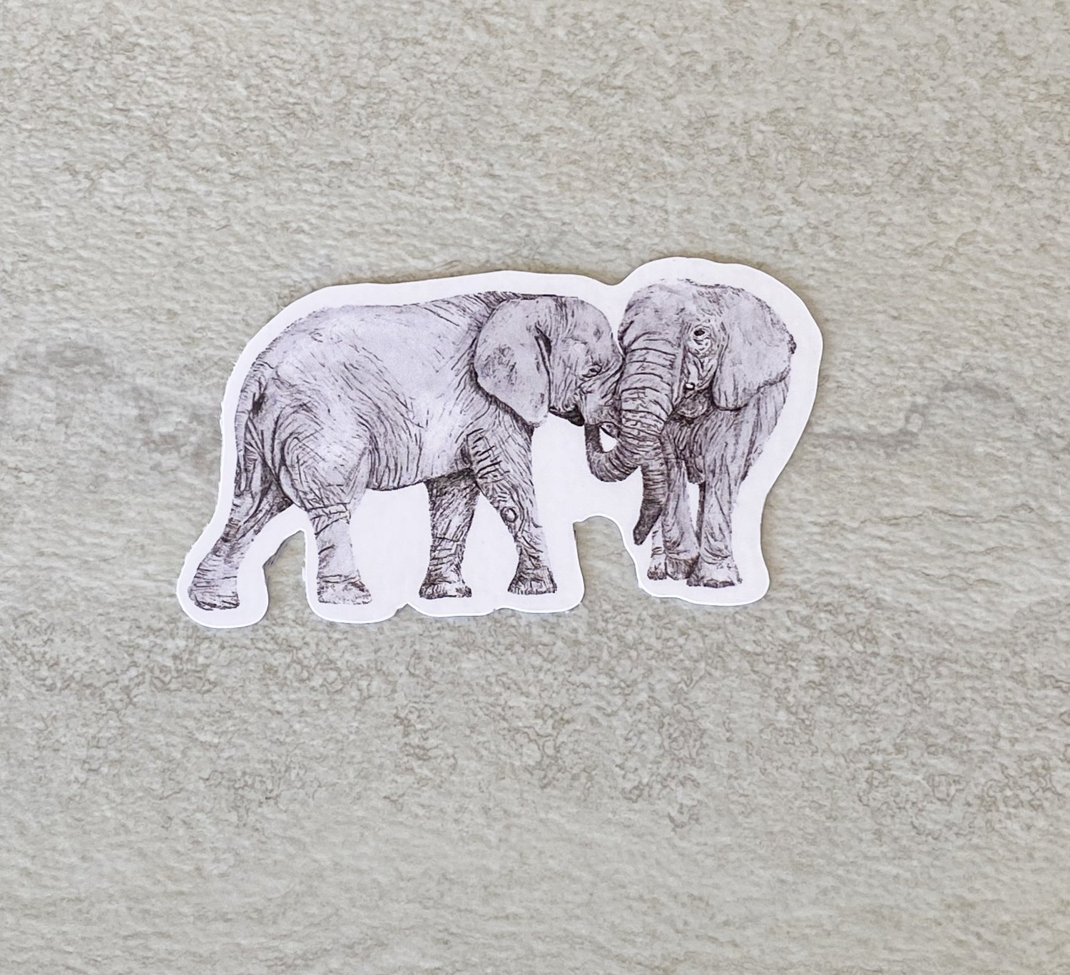 Elephant Couple Black and White Waterproof Die Cut Sticker