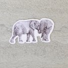 Elephant Couple Black and White Waterproof Die Cut Sticker