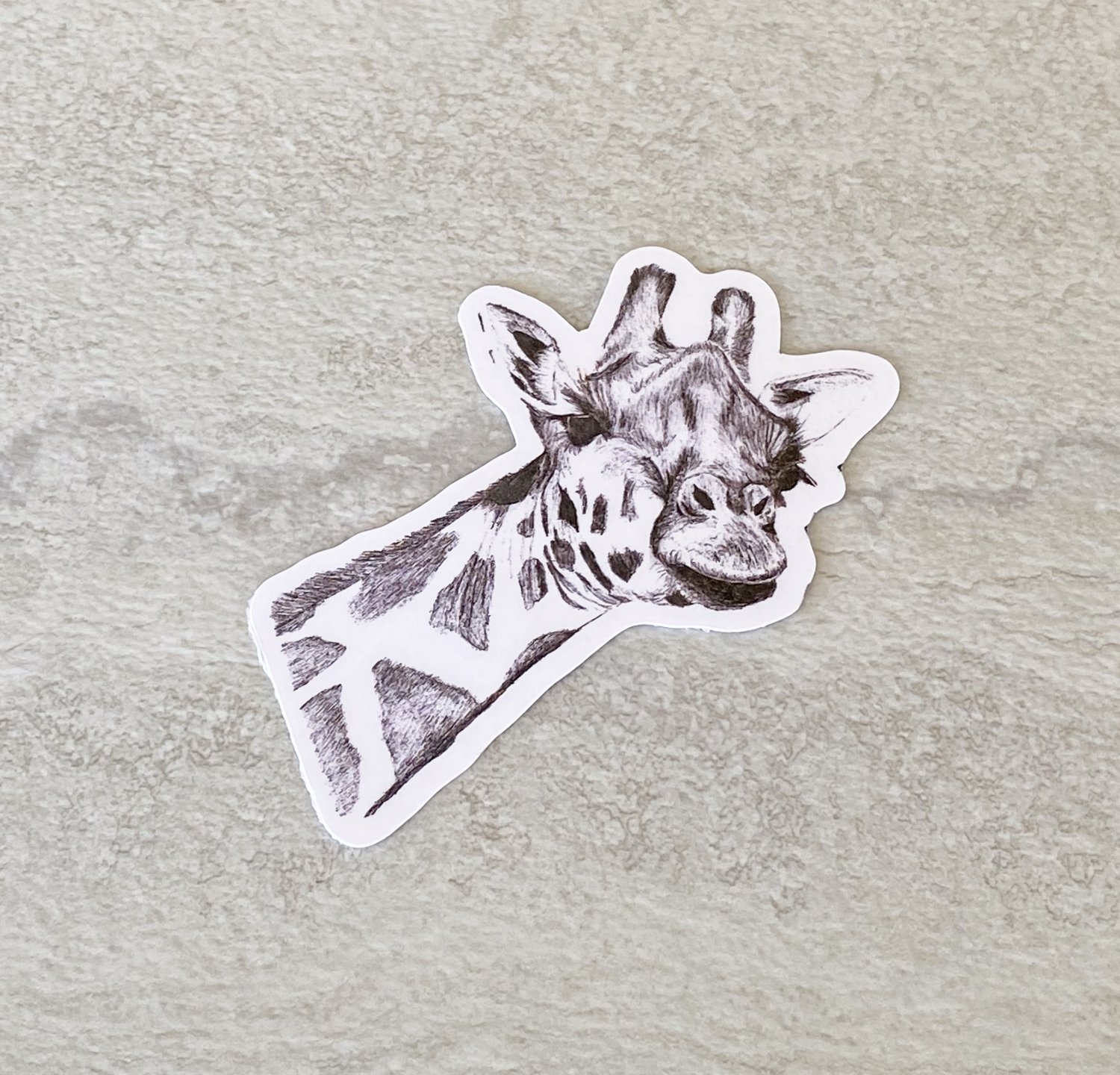 Giraffe Black and White Waterproof Die Cut Sticker