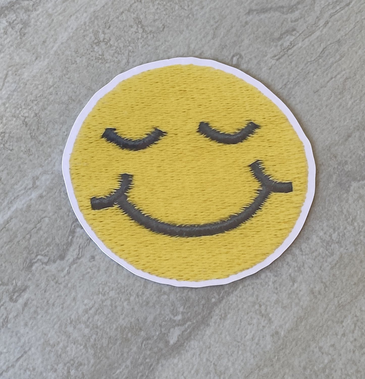 Smiling Sun Faux Embroidery Waterproof Die Cut Sticker