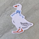 White Farm Goose Faux Embroidery Waterproof Die Cut Sticker