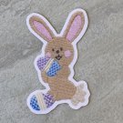 Bunny with Easter Eggs Faux Embroidery Waterproof Die Cut Sticker