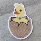 Yellow Duckie in Egg Shell Faux Embroidery Waterproof Die Cut Sticker