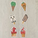 Ice Cream Monsters Halloween Waterproof Die Cut Stickers 6 Piece Set