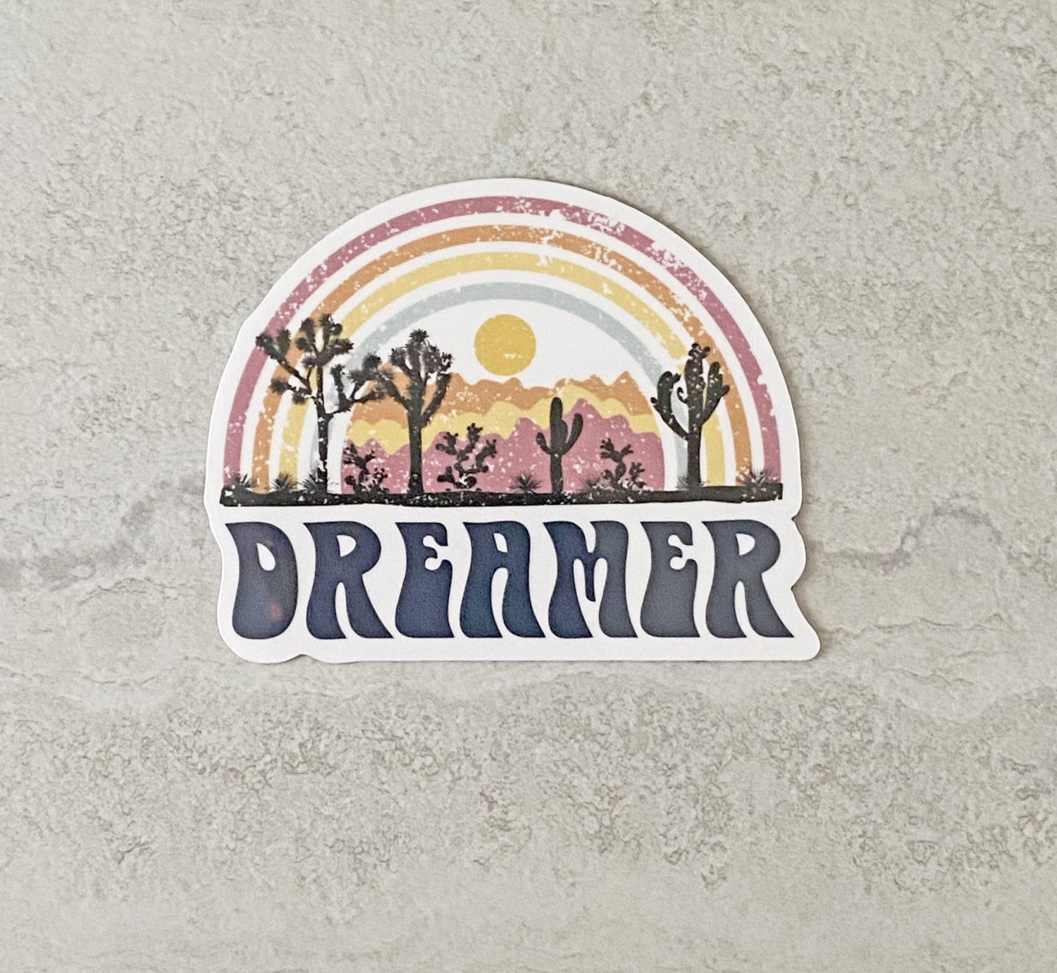 Boho Retro Desert Dreamer Rainbow Waterproof Die Cut Sticker