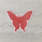 Red Plaid Butterfly Waterproof Die Cut Sticker