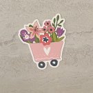 Spring Flower Cart Waterproof Die Cut Sticker