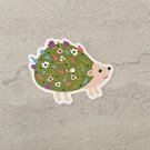 Spring Floral Hedgehog Waterproof Die Cut Sticker