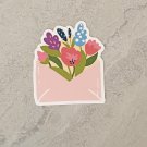 Spring Floral Mail Envelope Waterproof Die Cut Sticker