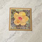 Joy Good Luck Sunshine Yellow Hibiscus Flower Fridge Magnet Handmade