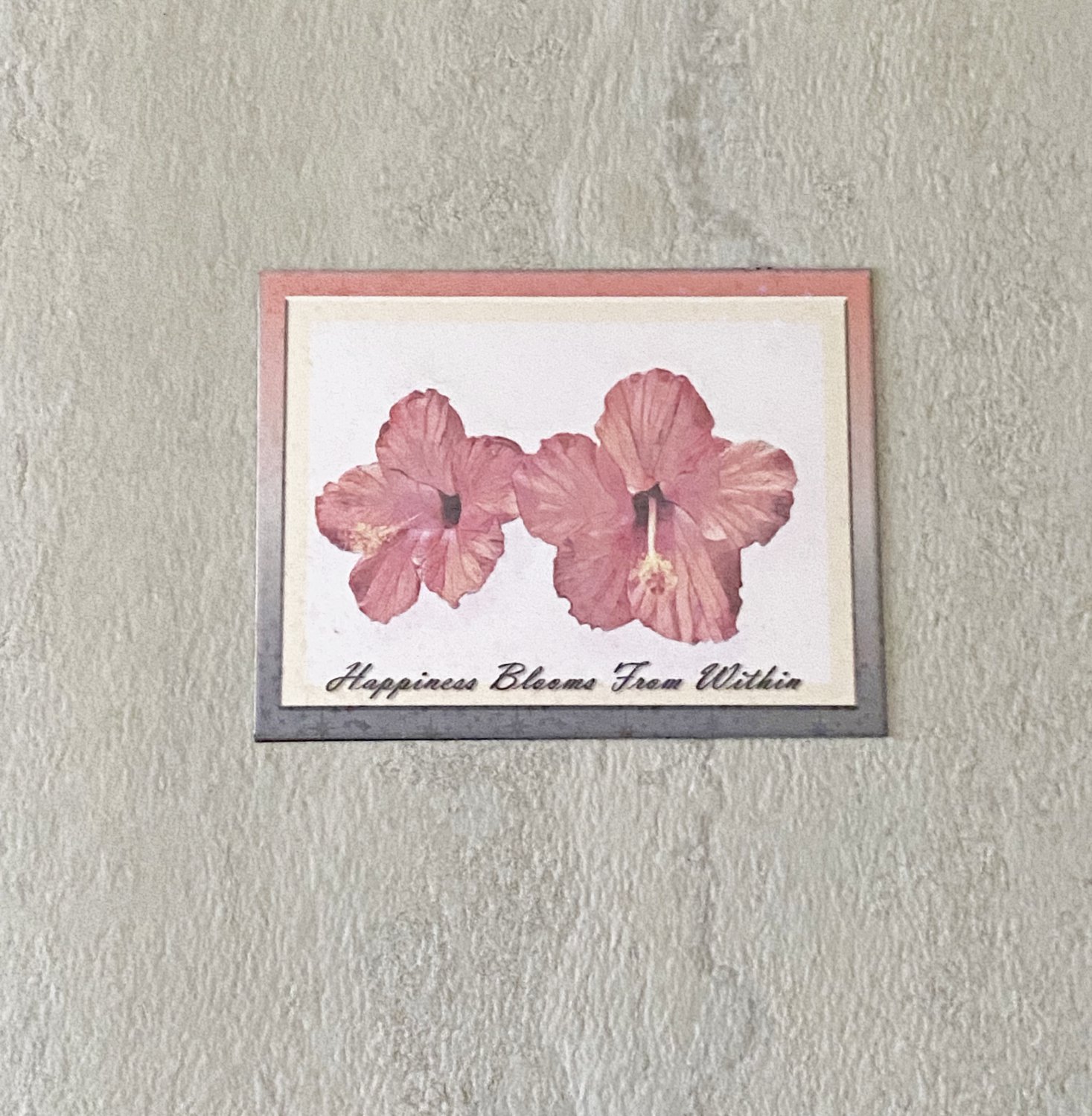 Floral Hibiscus Happiness Blooms From Within Holographic Fridge Magnet Handmade