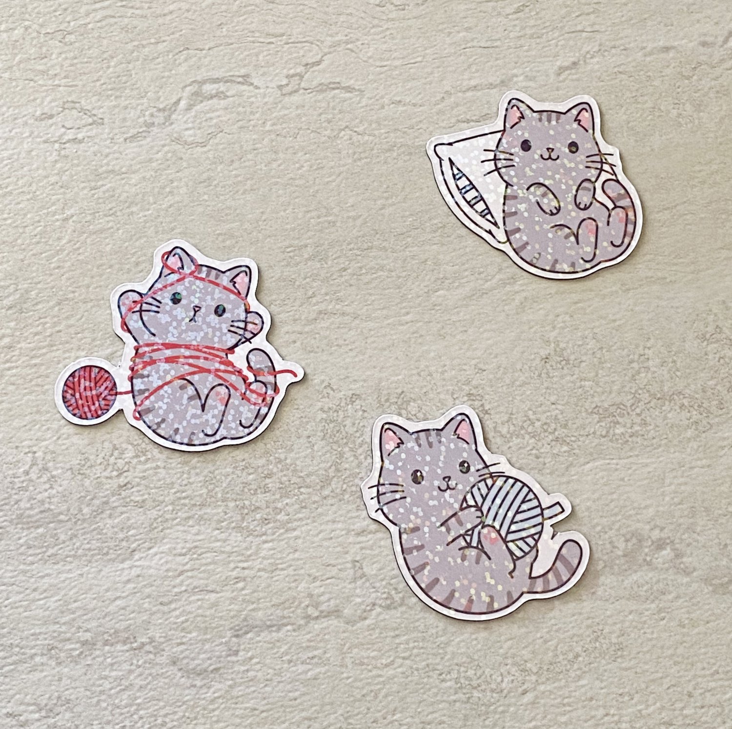 Play Time Kitty Cats Die Cut Holographic Magnets 3 Piece Set