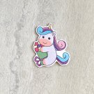 Pastel Colors Flower Bouquet Unicorn Die Cut Holographic Magnet