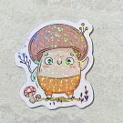 Baby Mushroom Character Die Cut Holographic Magnet