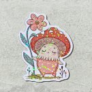 Flower Garden Mushroom Character Die Cut Holographic Magnet