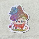 Falling Leaf Mushroom Character Die Cut Holographic Magnet